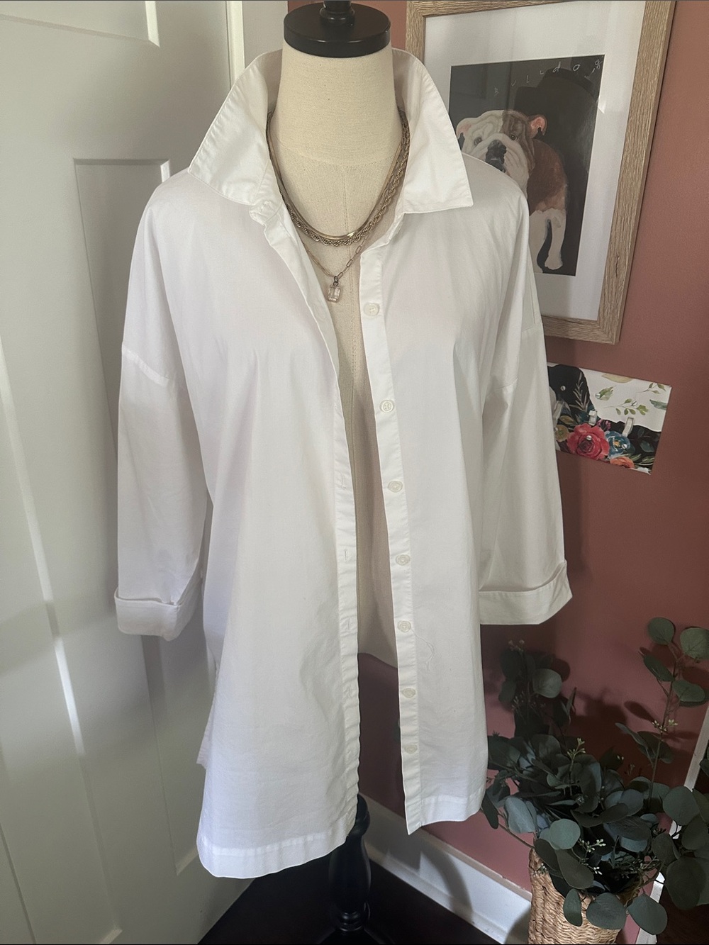 J. Jill White Shirt Collection Button-Front rolled cuffs oversized XL shirt - Picture 12 of 12